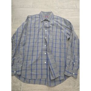 Untuckit Mens X Large Gray Blue Plaid Long Sleeve Button Down Dress Shirt‎